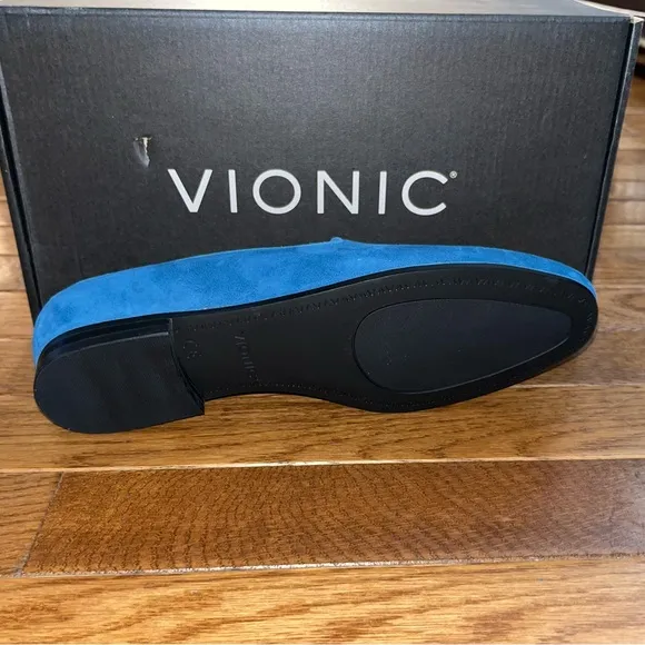 NEW Vionic Suede Willa Shimmer Comfort Loafers Dark Teal Women’s Size 5