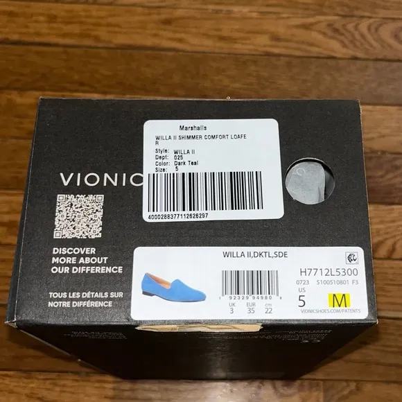 NEW Vionic Suede Willa Shimmer Comfort Loafers Dark Teal Women’s Size 5