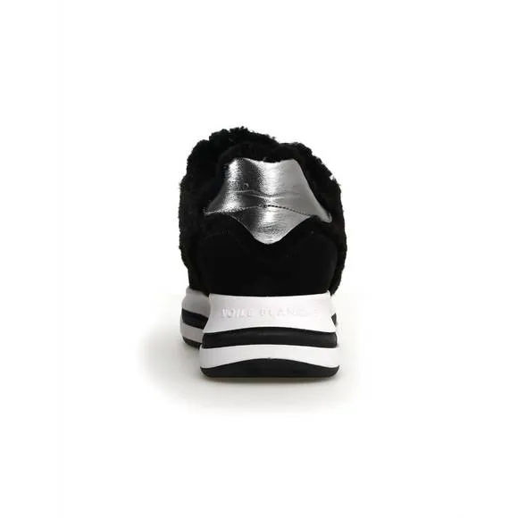 NEW VOILE BLANCHE women's melany fur suede fur sneakers in black