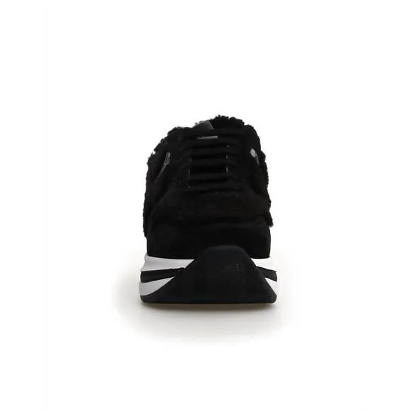 NEW VOILE BLANCHE women's melany fur suede fur sneakers in black