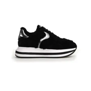 NEW VOILE BLANCHE women's melany fur suede fur sneakers in black
