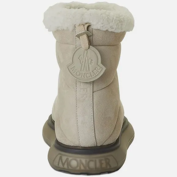 NEW WOMEN'S AUTHENTIC MONCLER HERMOSA LIGHT BIEGE SUEDE ANKLE SNOW BOOTS SIZE 10