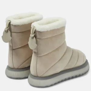 NEW WOMEN'S AUTHENTIC MONCLER HERMOSA LIGHT BIEGE SUEDE ANKLE SNOW BOOTS SIZE 10