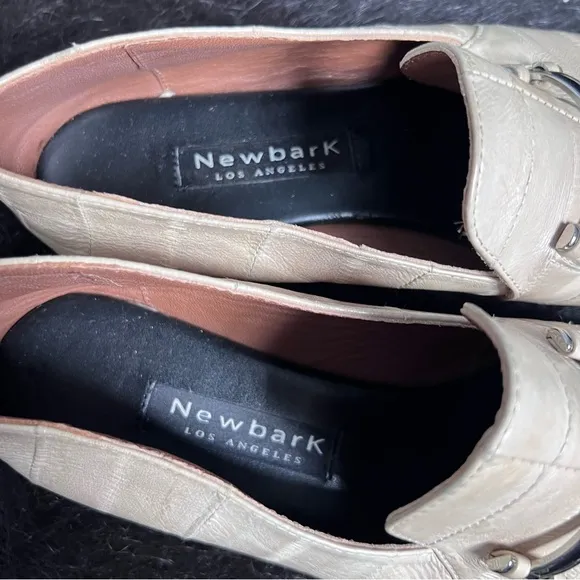 NEWBARK Cream Eelskin Leather Flats Loafers 7 $594