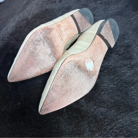 NEWBARK Cream Eelskin Leather Flats Loafers 7 $594