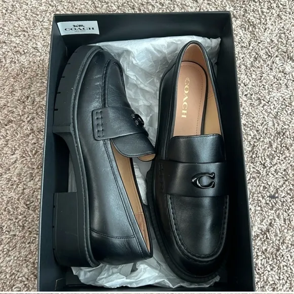 NIB Coach Women's Black Lug Sole Loafers