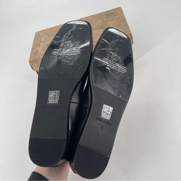 NIB | Free People | Mystic Treasures Black Leather Charm Ankle Strap Ballet Flat