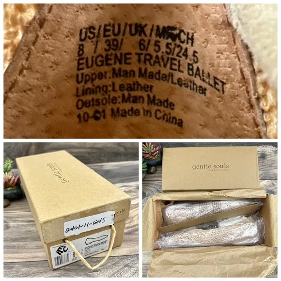 NIB Gentle Souls by Kenneth Cole 8M Eugene Travel Ballet Flats Packable Woven