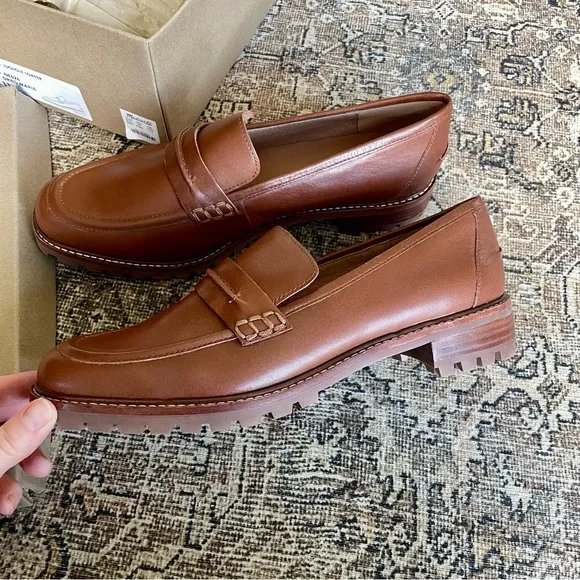 NIB Madewell Corinne Lugsole Leather Loafer in Dried Maple Brown - 11