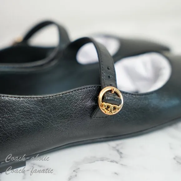 NIB Tory Burch Selby Mary Jane Ballet Leather Flats in Black