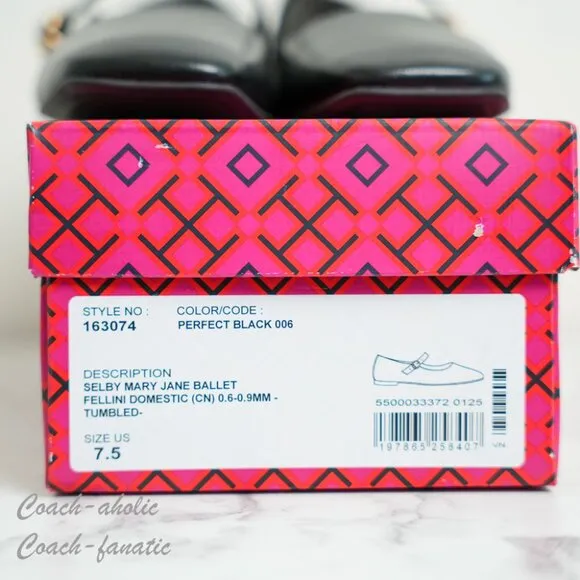 NIB Tory Burch Selby Mary Jane Ballet Leather Flats in Black
