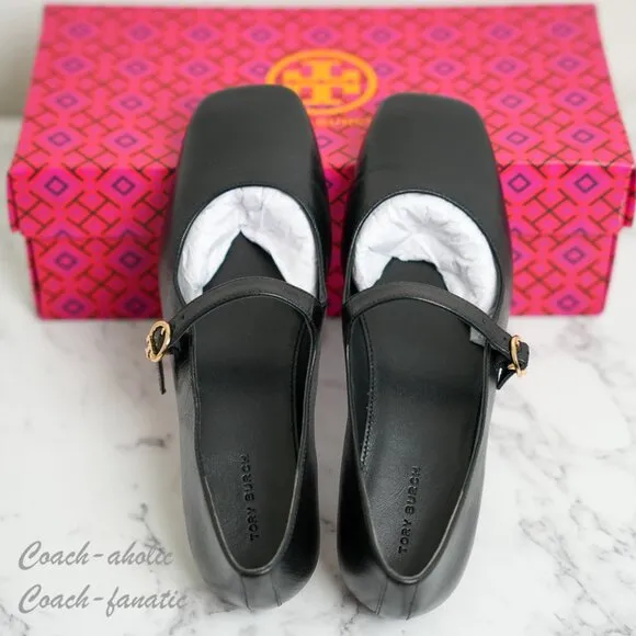 NIB Tory Burch Selby Mary Jane Ballet Leather Flats in Black