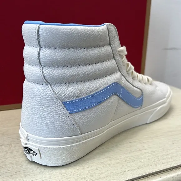 NIB - Vans Men's Sk8-Hi Vintage Leather, Blanc de Blanc/Blue - Size 9