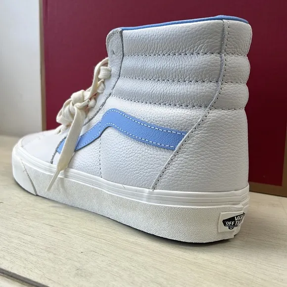 NIB - Vans Men's Sk8-Hi Vintage Leather, Blanc de Blanc/Blue - Size 9