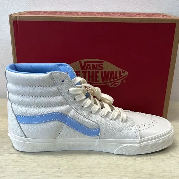 NIB - Vans Men's Sk8-Hi Vintage Leather, Blanc de Blanc/Blue - Size 9