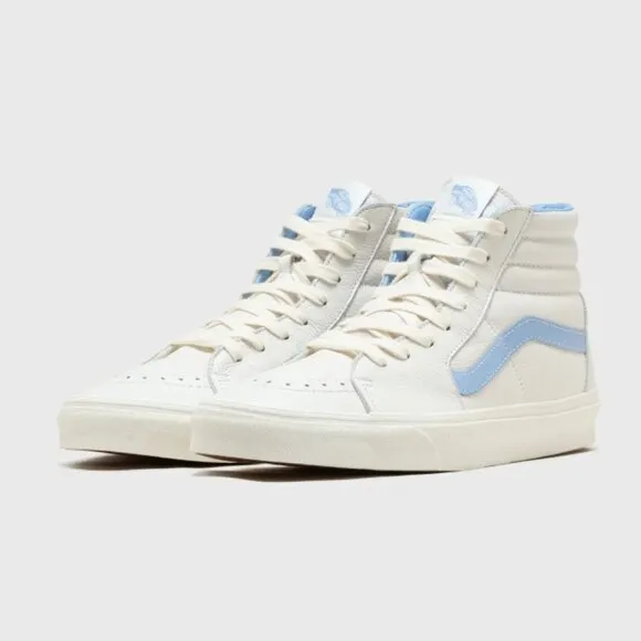 NIB - Vans Men's Sk8-Hi Vintage Leather, Blanc de Blanc/Blue - Size 9