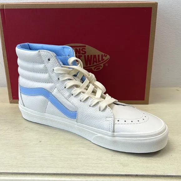NIB - Vans Men's Sk8-Hi Vintage Leather, Blanc de Blanc/Blue - Size 9