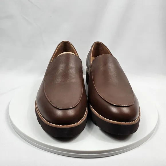 NIB Vionic Kensley Loafers Slip-On Leather Lug Sole Orthotic Brown Nappa 8.5
