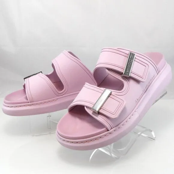 NIB$350 Alexander McQueen Rubber Double-Strap Logo Slides Chunky Sole 36.5 6.5-7