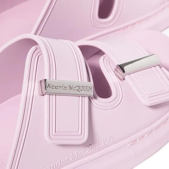NIB$350 Alexander McQueen Rubber Double-Strap Logo Slides Chunky Sole 36.5 6.5-7