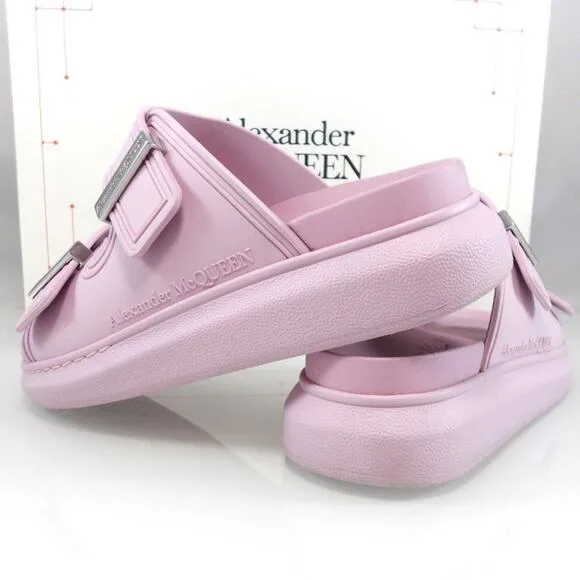 NIB$350 Alexander McQueen Rubber Double-Strap Logo Slides Chunky Sole 36.5 6.5-7