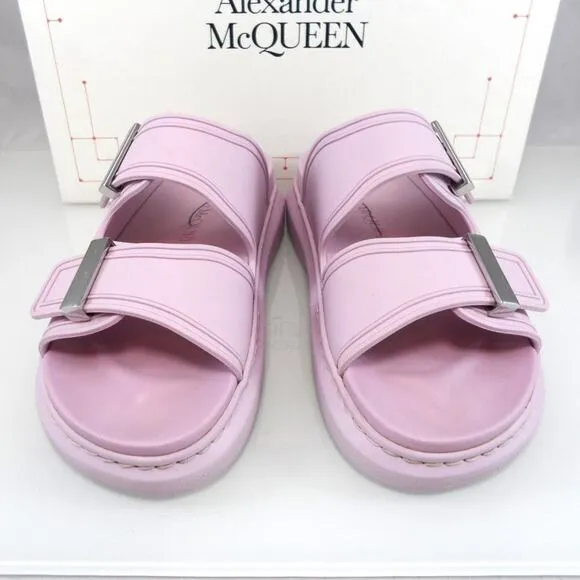NIB$350 Alexander McQueen Rubber Double-Strap Logo Slides Chunky Sole 36.5 6.5-7