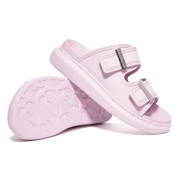 NIB$350 Alexander McQueen Rubber Double-Strap Logo Slides Chunky Sole 36.5 6.5-7