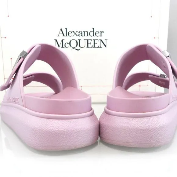 NIB$350 Alexander McQueen Rubber Double-Strap Logo Slides Chunky Sole 36.5 6.5-7