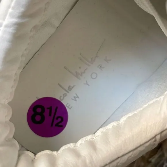Nicole Miller White Leather Sneakers Size 8.5 NWT