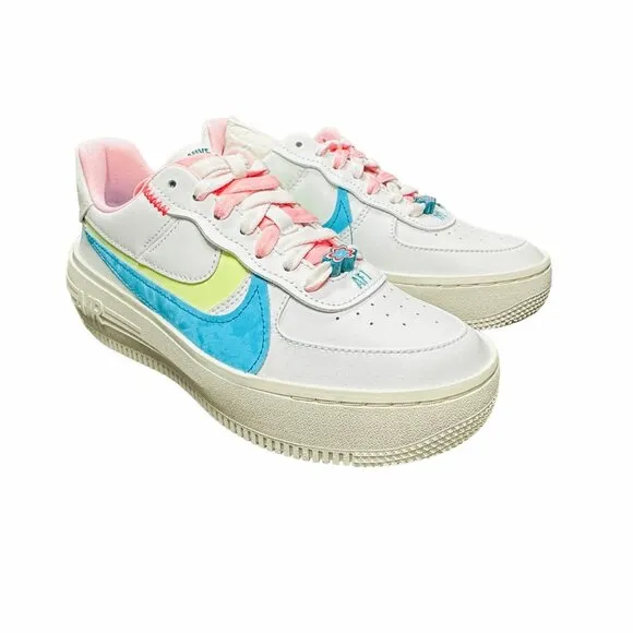 🤩Nike AF1 Platform White/Blue/Volt/Green Sneakers DZ5197 100 Women's Size 6 New
