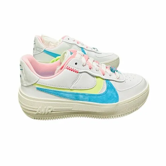 🤩Nike AF1 Platform White/Blue/Volt/Green Sneakers DZ5197 100 Women's Size 6 New