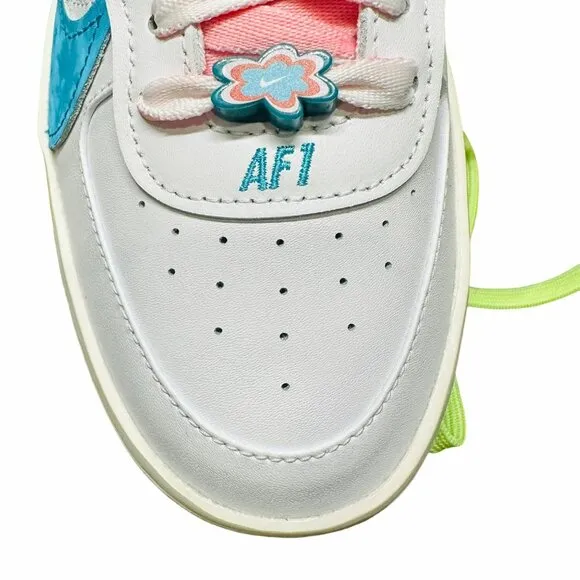 🤩Nike AF1 Platform White/Blue/Volt/Green Sneakers DZ5197 100 Women's Size 6 New