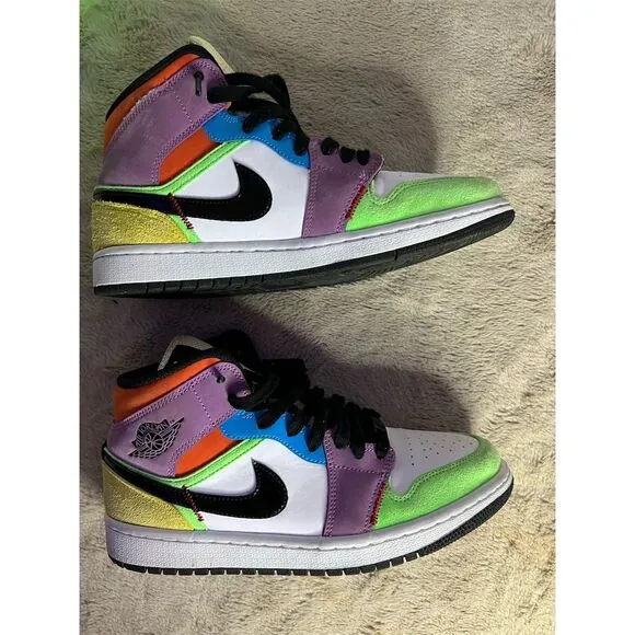 Nike Air Jordan 1 Mid SE Women's Multicolor Sneakers Size 9