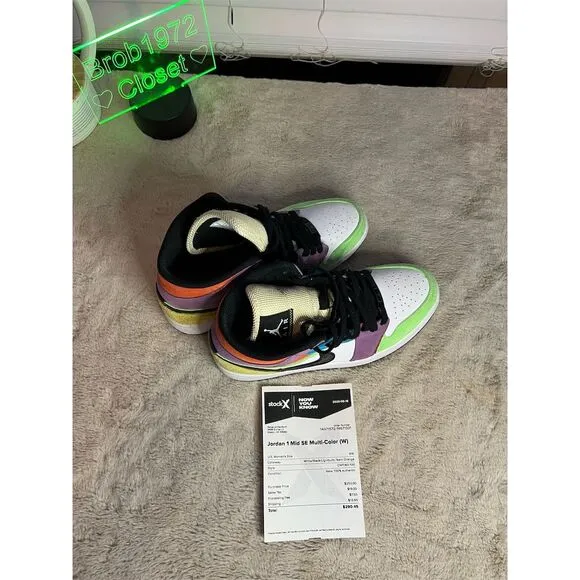 Nike Air Jordan 1 Mid SE Women's Multicolor Sneakers Size 9