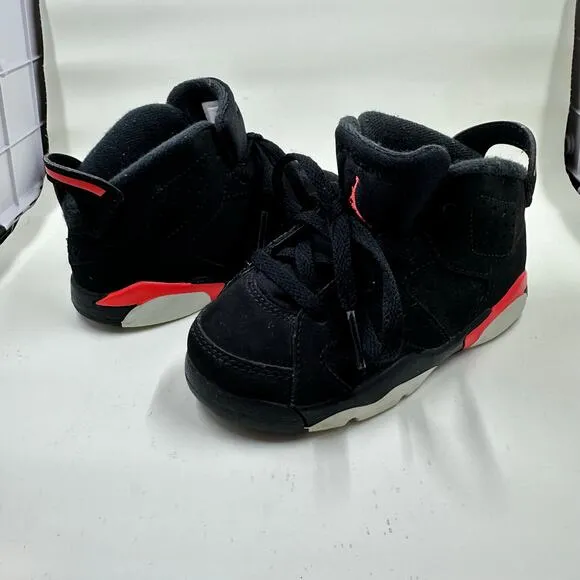 Nike Air Jordan 6 Retro Toddler 8C Black Infrared OG Style Sneaker Unisex