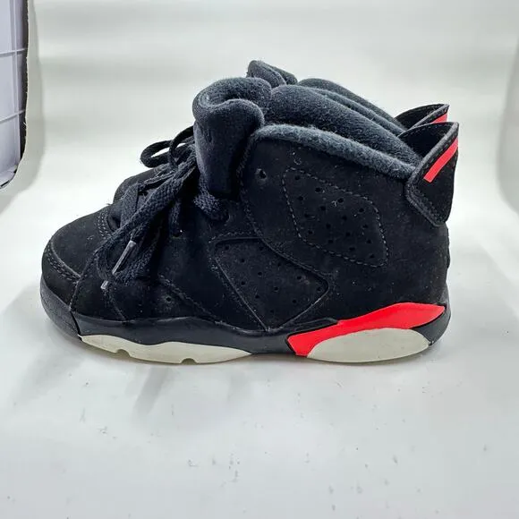 Nike Air Jordan 6 Retro Toddler 8C Black Infrared OG Style Sneaker Unisex