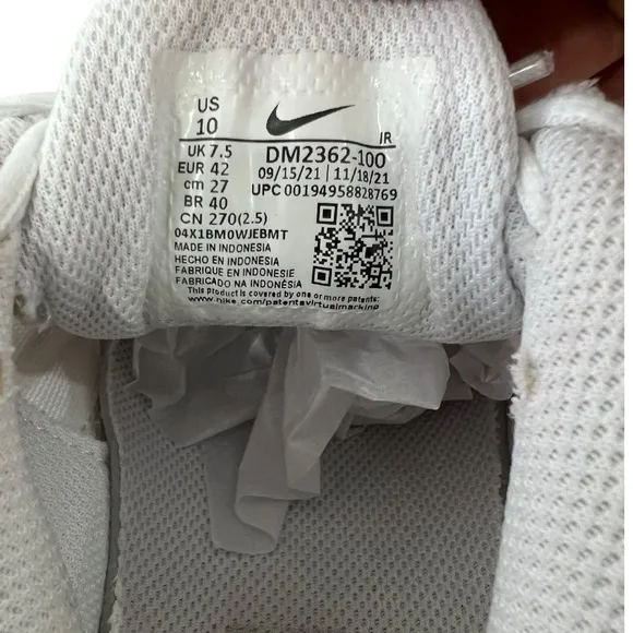 Nike Air Max Plus Tn Women’s Triple White Sneakers Size 10 2021