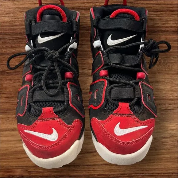 Nike Air More Uptempo '96 GS Black Red Toe Kids Size 4.5Y .
