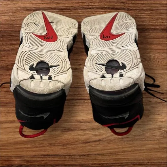 Nike Air More Uptempo '96 GS Black Red Toe Kids Size 4.5Y .