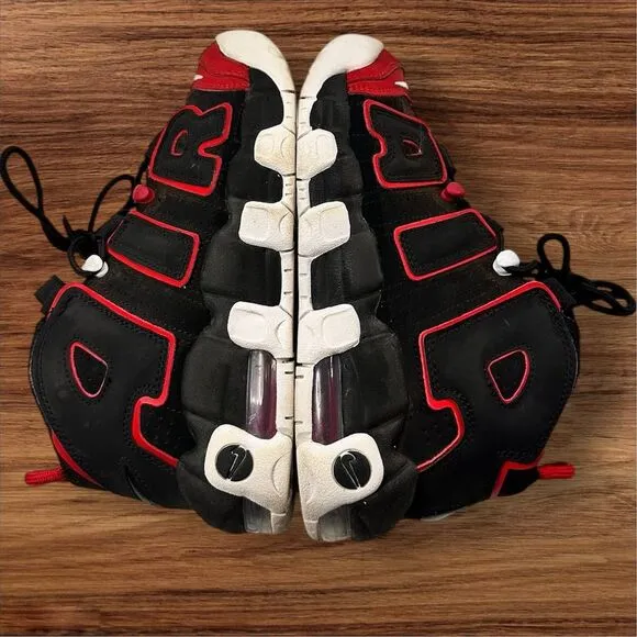 Nike Air More Uptempo '96 GS Black Red Toe Kids Size 4.5Y .