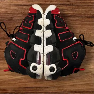 Nike Air More Uptempo '96 GS Black Red Toe Kids Size 4.5Y .