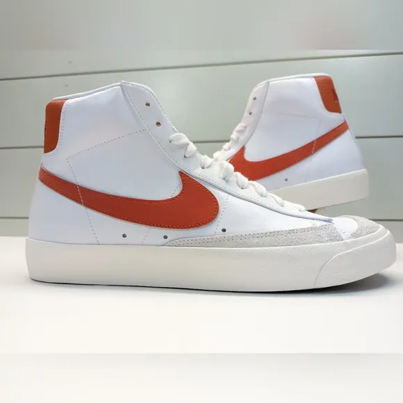 Nike Blazer Mid '77 White Orange Fashion Casual Hi Top Sneakers Women's 12