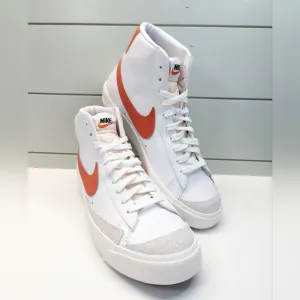 Nike Blazer Mid '77 White Orange Fashion Casual Hi Top Sneakers Women's 12