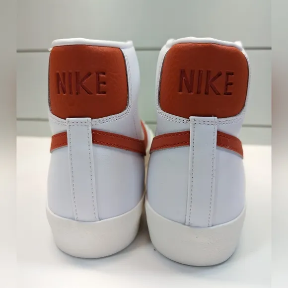 Nike Blazer Mid '77 White Orange Fashion Casual Hi Top Sneakers Women's 12