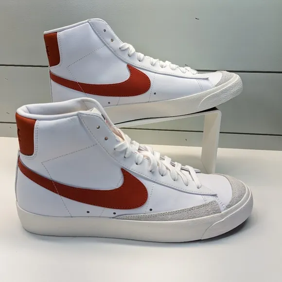 Nike Blazer Mid '77 White Orange Fashion Casual Hi Top Sneakers Women's 12