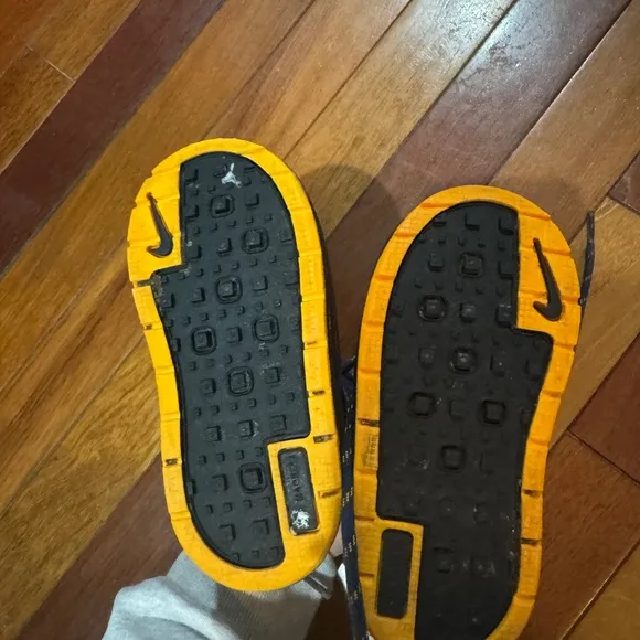 Nike Blue and Yellow High-Top Sneakers with Classic Lace-Up Design