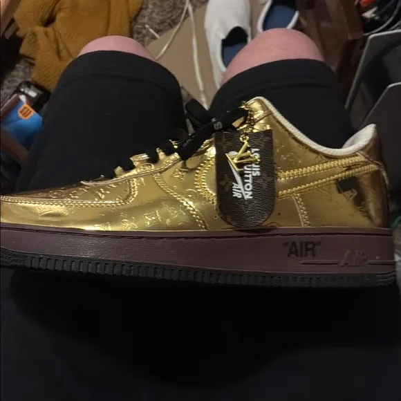 Nike Gold and Black Sneakers with Metallic Finish