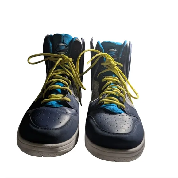 Nike High Top Sneakers Athletic Fashion Shoes Blue Yellow Size Unknown