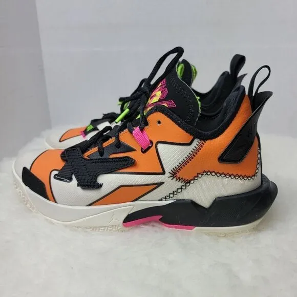 Nike Jordan Why Not Zero Mens Ivory Black Orange Fashion Sneakers Size 7
