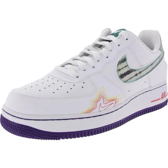 Nike Mens Air Force 1 '07 Lv8 White Lace-Up Casual And Fashion Sneakers New